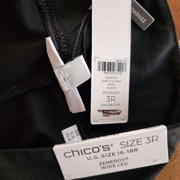 Chico's Zenergy Wide Leg Pintuck Black Pants‎ Size XL NWT - Picture 13 of 13